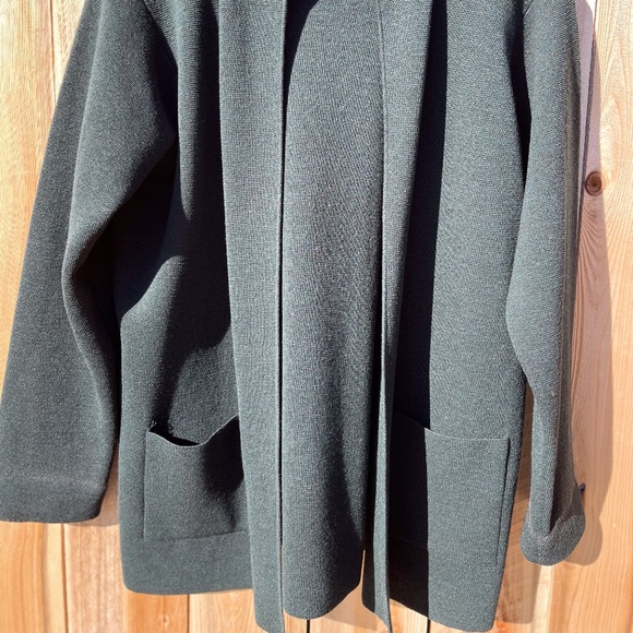 EILEEN FISHER 100% merino wool cardigan - olive (womens, medium) - Picture 2 of 4